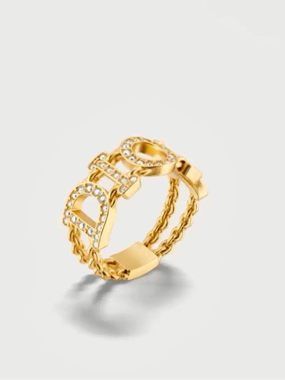 Dior Revolution CD Chain Ring Gold Tone Size L Full package NWOT